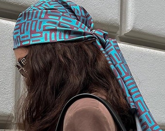 Geometric Print Silk Scarf | Modern Abstract Design | Versatile Fashion Wrap | Luxury Gift for Her | Colorful Designer Shawl