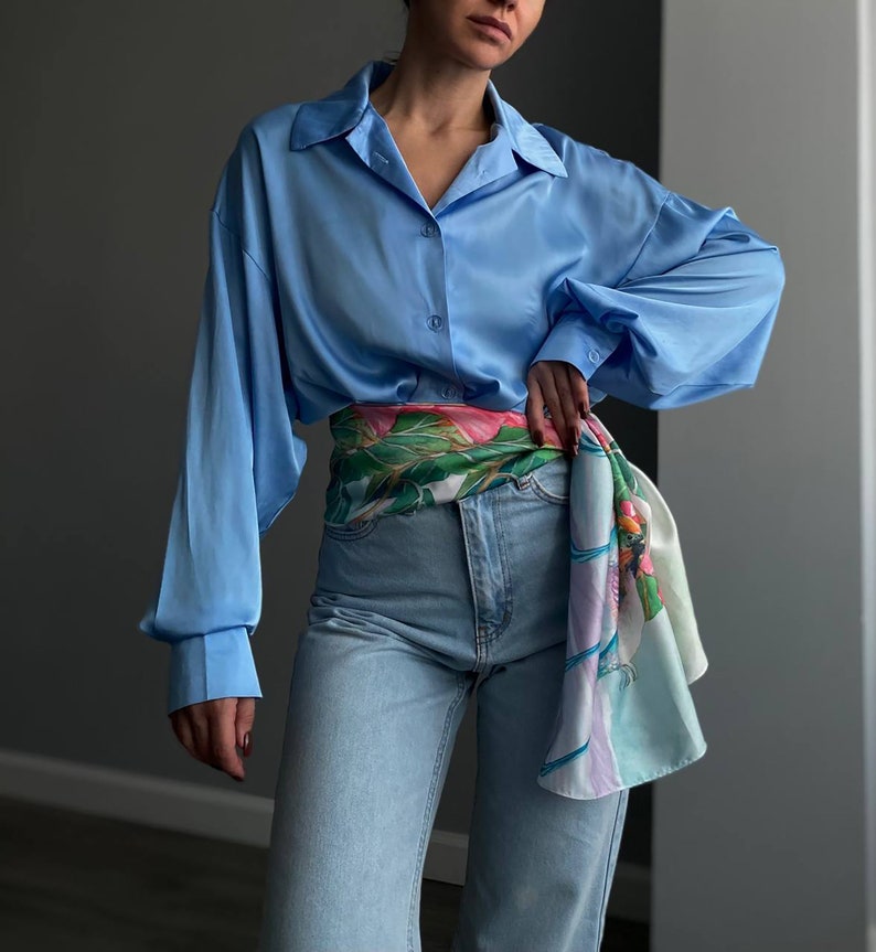 Hummingbird Silk Scarf – Floral Print Lightweight Shawl, Gift for Her, Summer Accessory image 4