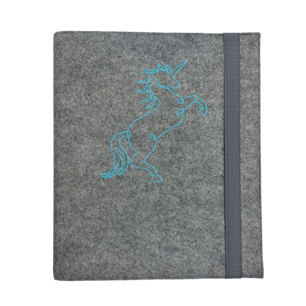 A4 ring binder felt vegan jumping unicorn