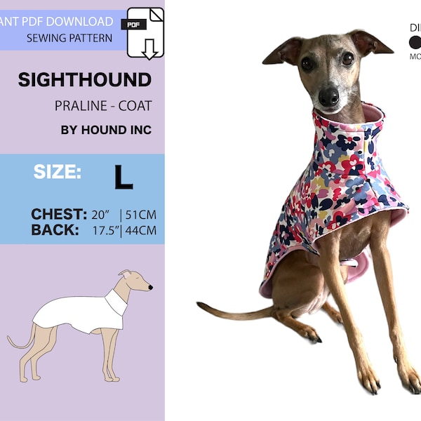 Sewing Pattern for Italian Greyhound Coat / Jacket / Waterproof / Clothes / Clothing