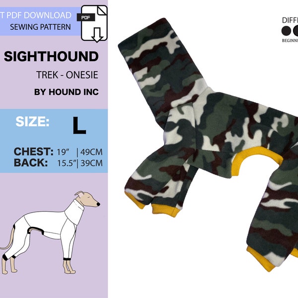 Schnittmuster für italienischen Windhund Onesie / Jumpsuit / Pyjama / Overall / Strampler / Pyjama / Kleidung / Kleidung nähen