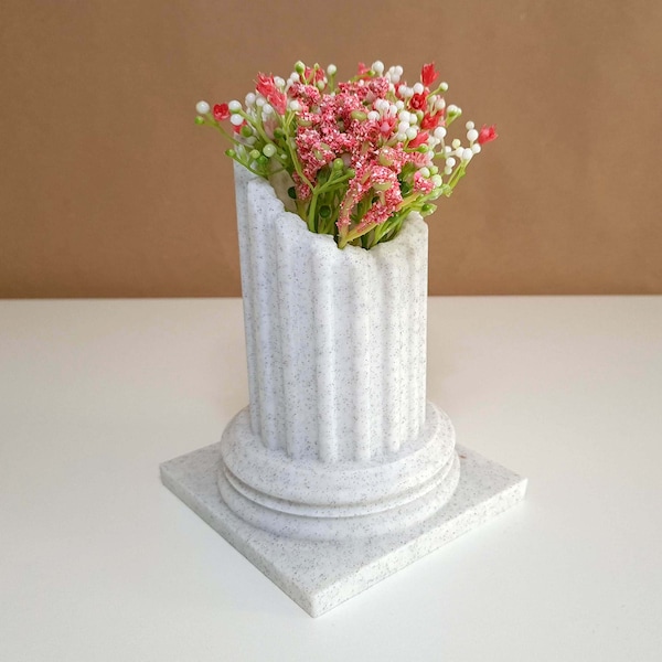 Antike Säule Indoor Pflanztopf: Römisch, Griechisch inspiriert 3D Gedruckt, Nachhaltig, Ideal für Sukkulenten Pflanzgefäße oder Schreibtisch Organizer