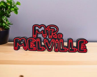 Custom Teacher Name Sign: Pencil Desk Nameplate, Educator Gift