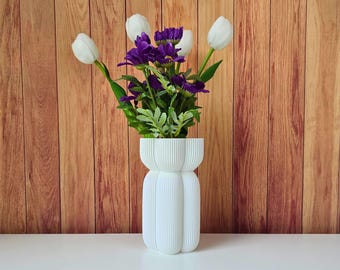 Textured Geometric Vase: Modern Minimalist Home Decor
