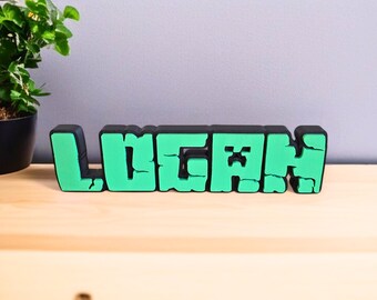 Minecraft Nameplate Personalized Custom Sign – Gamer Gift, Kids Room Decor