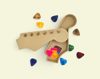 Fender Headstock Guitar Pick Box: Music-Themed Decor & Musician Gift