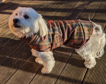 Hundemantel aus Romantit Jersey und Fleece, Mantel für Hunde "Strickoptik", Hundekleidung, Wintermantel für Welpen u. große Hunde