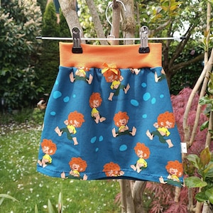 Jersey skirt &quot;Heroes of Childhood&quot;, colorful motifs, Pauli skirt, Pumuckl skirt, Mouse skirt, sizes 80-152, cotton jersey, summer skirt