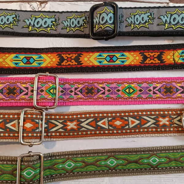 Verstellbares Hundehalsband, Halsband für Hunde, 25 mm Breite, mittelgroße + große Rassen, Hundehalsband bunt, Aztekenmuster, Boho..
