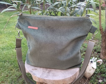 Shoulder bag made of corduroy "bottle green", corduroy handbag green, crossbody bag corduroy, corduroy bag, shoulder bag corduroy, Schopper corduroy