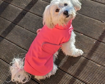 Neon Hundemantel aus Softshell, Hundemantel personalisiert, Regenmantel Hunde, wasserabweisend, neon-grün / neon-pink, Hundekleidung warm