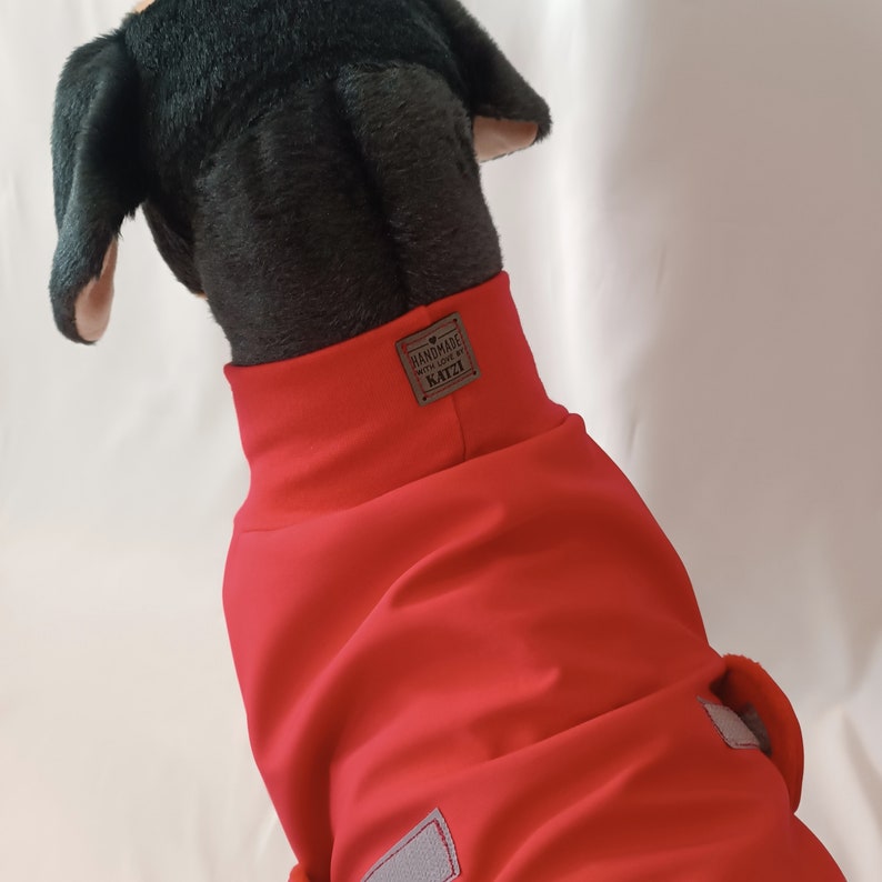 Roter Hundemantel aus Softshell, Regenmantel für Hunde, unifarbenen,Hundekleidung wasserabweisend, 12 Größen, Wintermantel kleinegroße Hund Bild 3