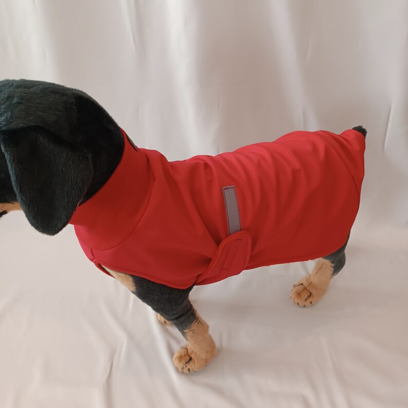 Roter Hundemantel aus Softshell, Regenmantel für Hunde, unifarbenen,Hundekleidung wasserabweisend, 12 Größen, Wintermantel kleinegroße Hund Bild 6