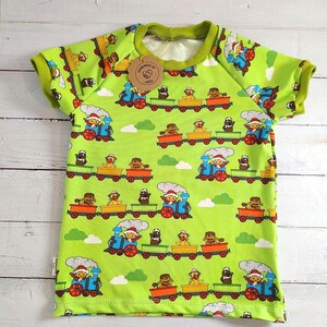 Shirt "Sandmännchen", T Shirt Sandmännchen, Kinder Shirt aus Jerseystoff, Größe 80 bis 146, Oberteil Sandmännchen, Kindershirt grün blau