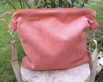 Umhängetasche "Cord", in den Farben Koralle, Hellbraun oder Rostbraun, Crossbody Tasche Cord, Cordtasche, Schultertasche Cord