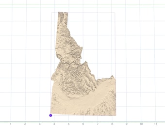 Modelo topográfico 3D de Idaho para impresión y modelado CNC/3D