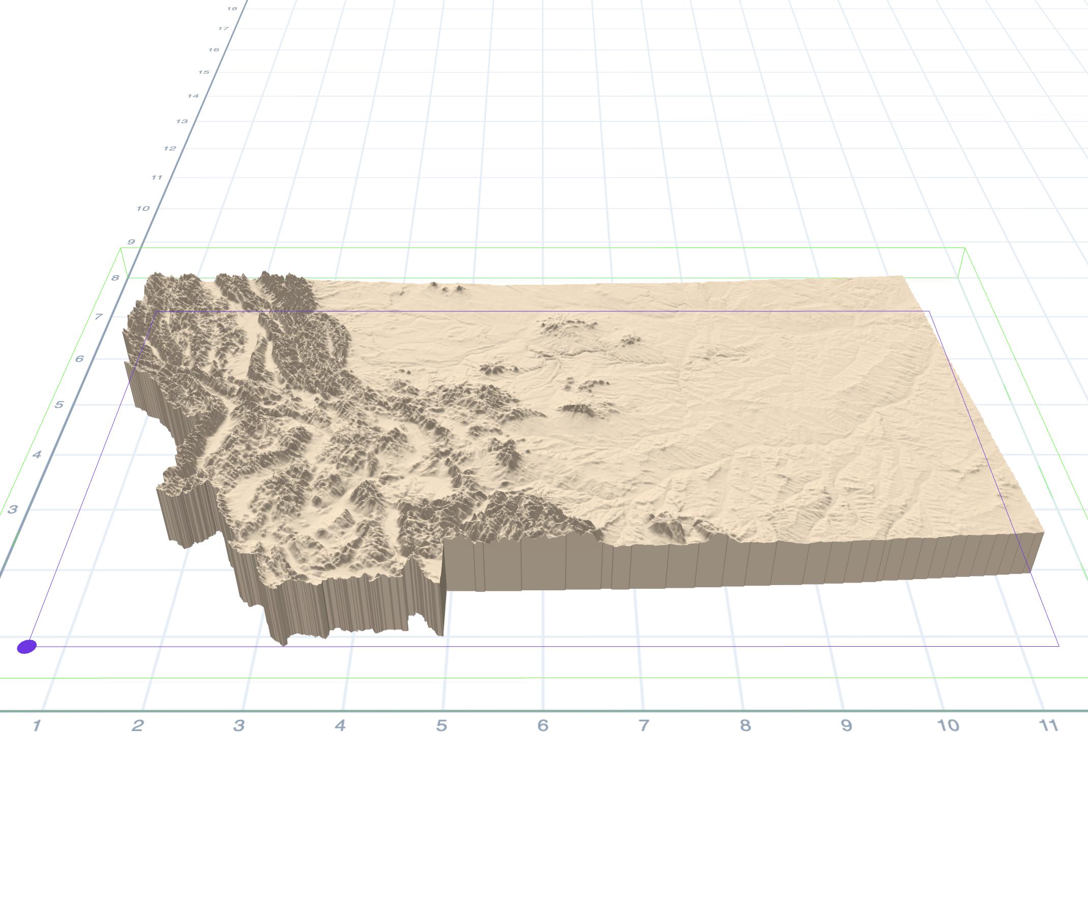 Montana Topographic STL File | State 3D Model for CNC & 3D Printing ...