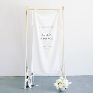 Wedding Linen Sign stand, Hanging wedding sign stand