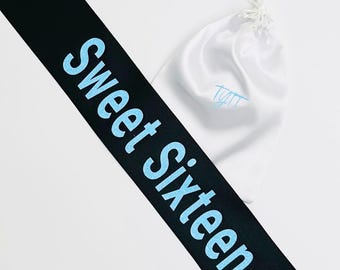 Personalized Sweet Sixteen Sash: Custom 16th Birthday Party Sash