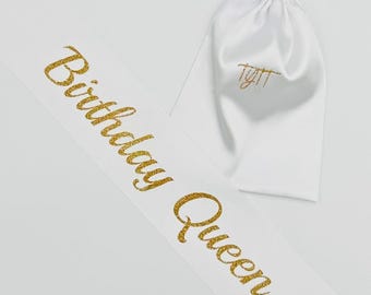 Custom Birthday Queen Sash: Personalized Satin Party Sash