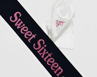 Custom Sweet Sixteen Sash: Personalized 16th Birthday Party Sash