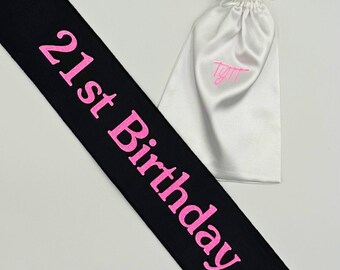 Personalized 21st Birthday Sash: Custom Velvet Party Sash