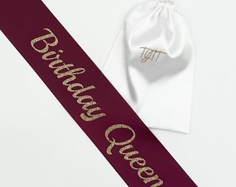 Personalized Birthday Queen Sash: Custom Satin Party Sash
