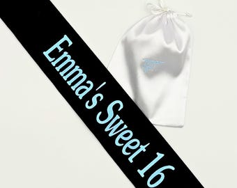 Custom Sweet Sixteen Sash: Personalized 16th Birthday, Velvet Party Sash