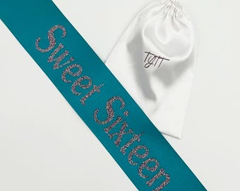 Custom Sweet Sixteen Sash: Personalized 16th Birthday Party Sash