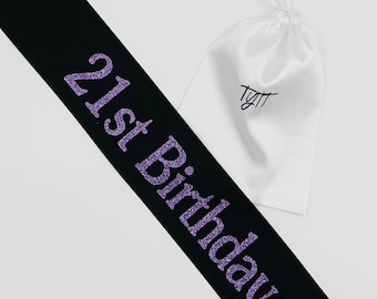 Custom 21st Birthday Satin Sash: Personalized Party Accessory