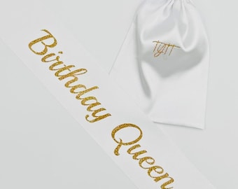 Custom Birthday Queen Sash: Personalized Satin Party Sash