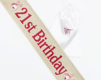 Custom Birthday Sash: Personalized 21st Party Sash