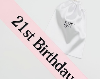 Personalized 21st Birthday Sash: Custom Satin Party Sash