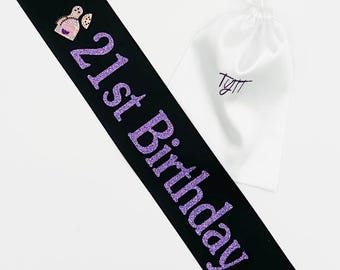 Personalized Birthday Satin Sash: Custom 21st Birthday Party