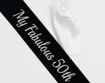 Personalized 50th Birthday Sash: Velvet Party Sash