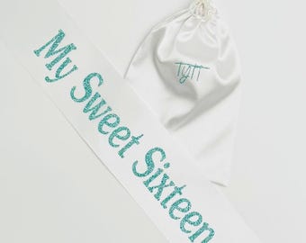 Custom Sweet Sixteen Satin Sash: 16th Birthday Party