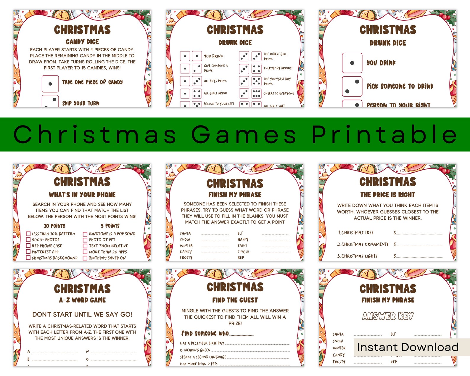 Family Christmas Game Printable, Holiday Game Printable, Christmas ...