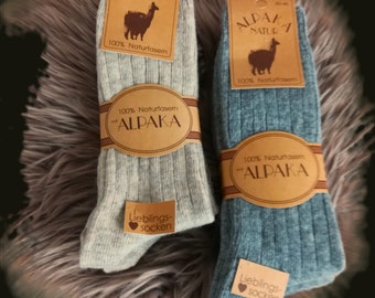 1 Paar fein gestrickte Alpaka Socken  Wollsocken  Warm Wintersocken 100% Wolle / Natur pur Damen und Herren Socken. Oster Geschenk