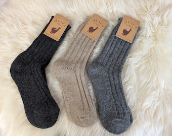 100% wollen sokken, schapen- en alpacawol sokken, puur natuur, versterkte teen en hiel, wollen sokken voor dames en heren, warme sokken