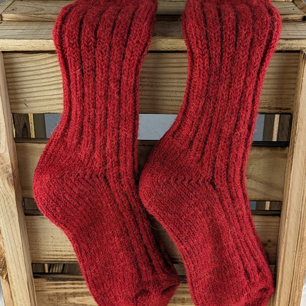 Alpaka Wollsocken Rot  Umschlag Socken 35-38 39-42 43-46 Kuschel Socken Haussocken warme dicke Wollsocken Geschenk Geburtstag