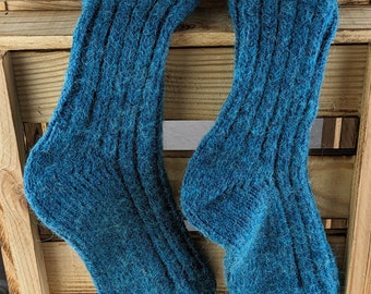 Alpaca wool socks in petrol cuff socks 35-38 39-42 43-46 cuddly socks house socks warm thick wool socks gift birthday