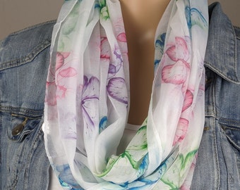 Lus sjaal dames vlinders-viscose zijde-buissjaal-ronde sjaal-licht en luchtig-lente sjaal-cadeau voor haar-verjaardag-Moederdag