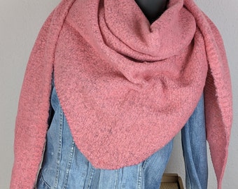 Fluffy XL triangular scarf - fleece scarf - wool-viscose - warm winter scarf - cuddly scarf - birthday gift