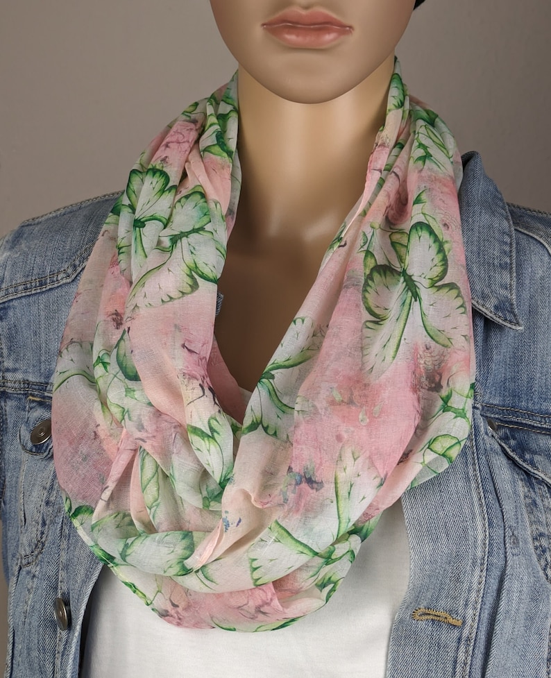 Loop scarf women's butterflies-viscose silk-tube scarf-round scarf-light and airy-spring scarf-gift for her-birthday-Mother's Day rosa/grün