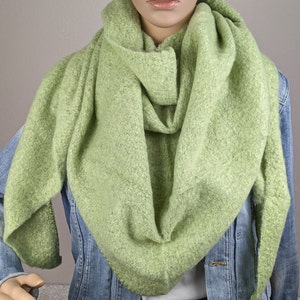 Fluffy ladies XL triangular scarf-lime green-fluffy scarf-wool-viscose-warm winter scarf-cuddly scarf-woven scarf-gift for her Christmas