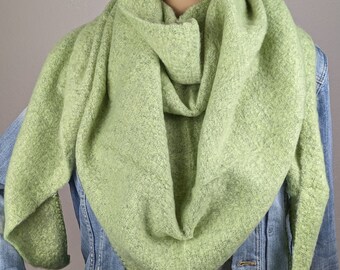 Fleece dames XL driehoekige sjaal, fleece sjaal, wol, viscose, warme wintersjaal, gezellige sjaal, geweven sjaal, verjaardagscadeau