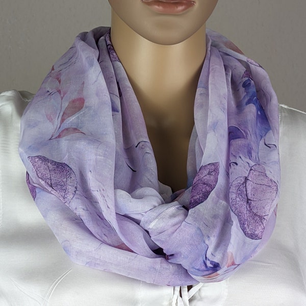 Loop scarf women's patterned viscose silk tube scarf round scarf light and airy spring scarf gift for her birthday Mother's Day