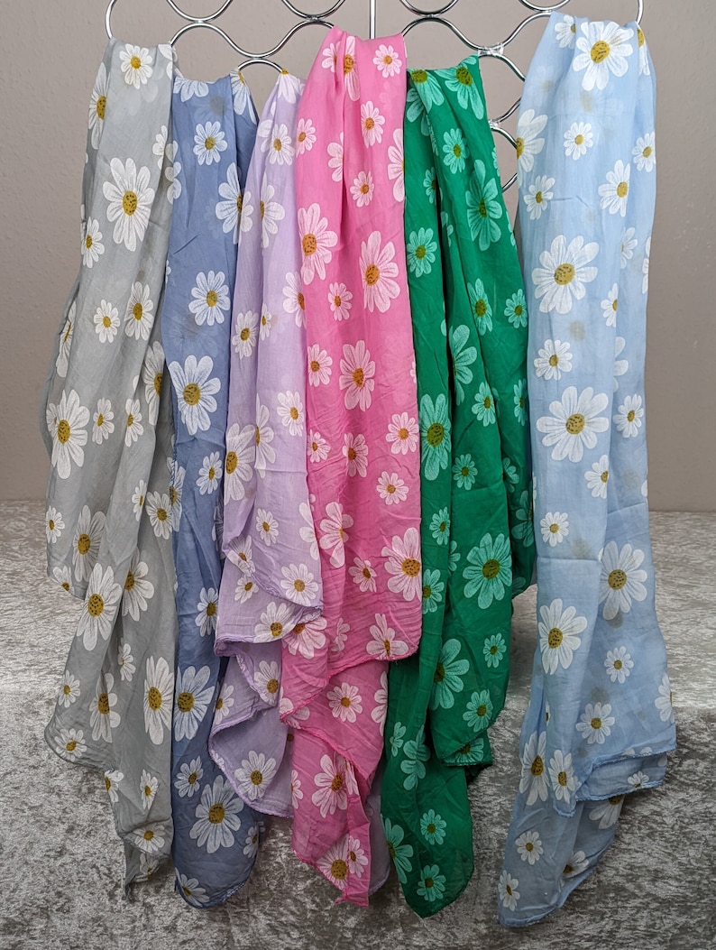 Cotton-silk scarves, floral pattern, soft, airy, asymmetrical ends, plain color, thin scarf, women's scarf, spring-autumn, Easter image 2