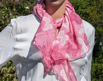 Cotton-silk scarves, butterflies, soft, airy, ends asymmetrical, thin scarf, women's scarf, spring-autumn, gift for her