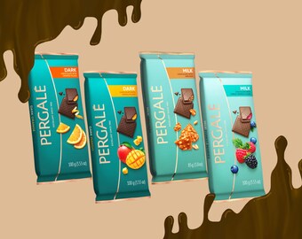 4x Set de chocolate Pergale - sabores de mango, naranja, grilliage y frutos del bosque